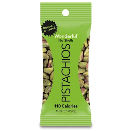 Wonderful Pistachios Roasted & Salted Without Shell Pistachios .75 oz., PK96 070146A25H